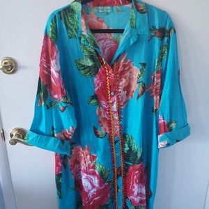 Tropical print duster